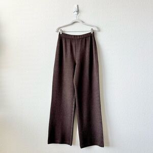St. John Brown Wide-Leg Knit Trousers Pants Size 6
